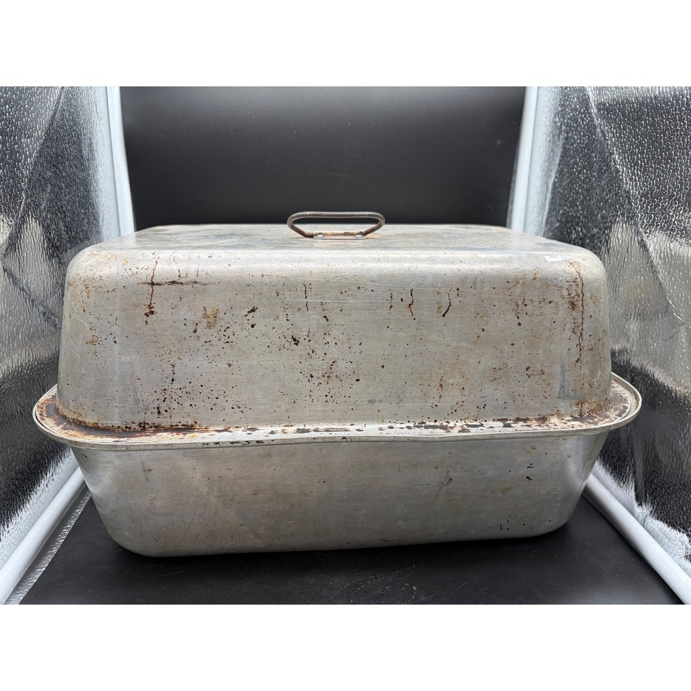 Vintage Wear-Ever Aluminum Roasting Pan High Dome Lid Vent Rack No 2625
